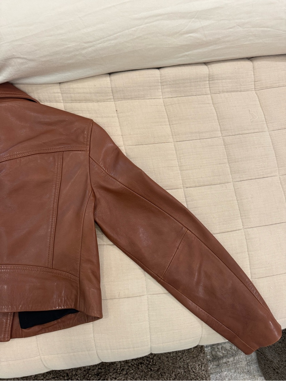 Allsaints Women’s Brown Cropped Leather Biker Jacket - Picture 8 of 9